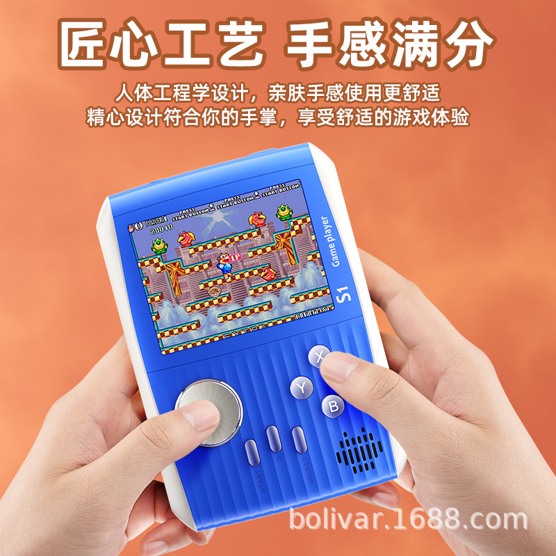 New S1 handheld Contra two player battle nostalgic game console TK TEMU Shein with barcode stickers. 