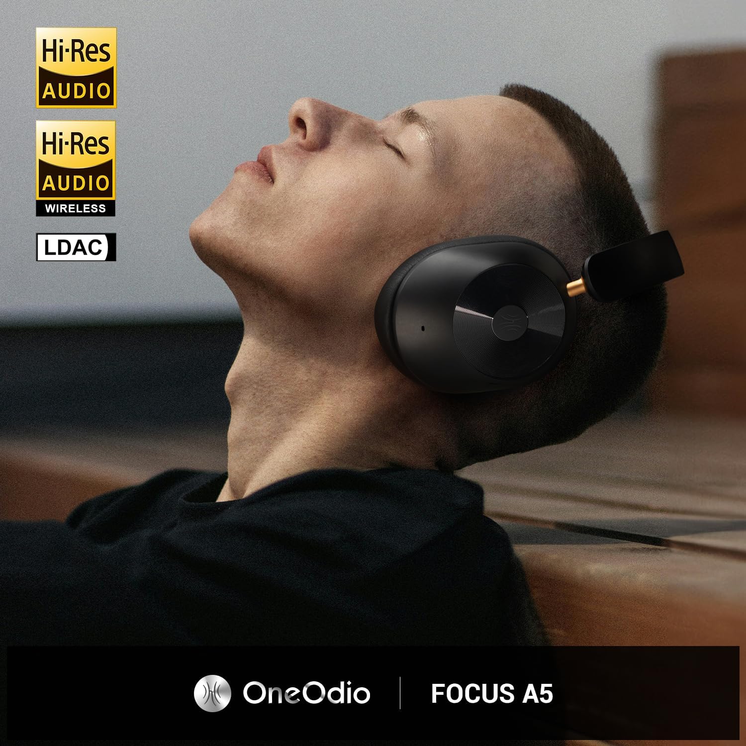 OneOdio Focus A5 Wireless Over-Ear Headphones, Hybrid Active Noise Cancelling, 75H Playtime, Hi-Res LDAC Wireless Audio, Bluetooth 5.4, Built-in Mic for Clear Calls, Low Latency Game Mode. 