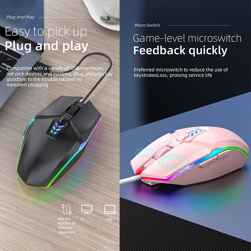 S700 Colorful Light USB Wired Office Gaming Mouse. 