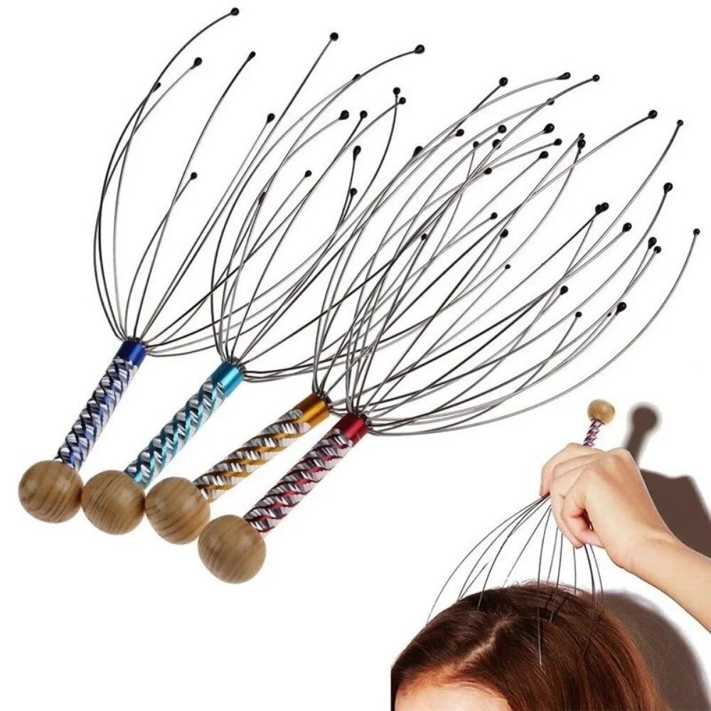 Stainless Steel Octopus Hair Stimulator Stress Relief Relax Head Massager Scratching Scalp Scratcher Tools Random Color