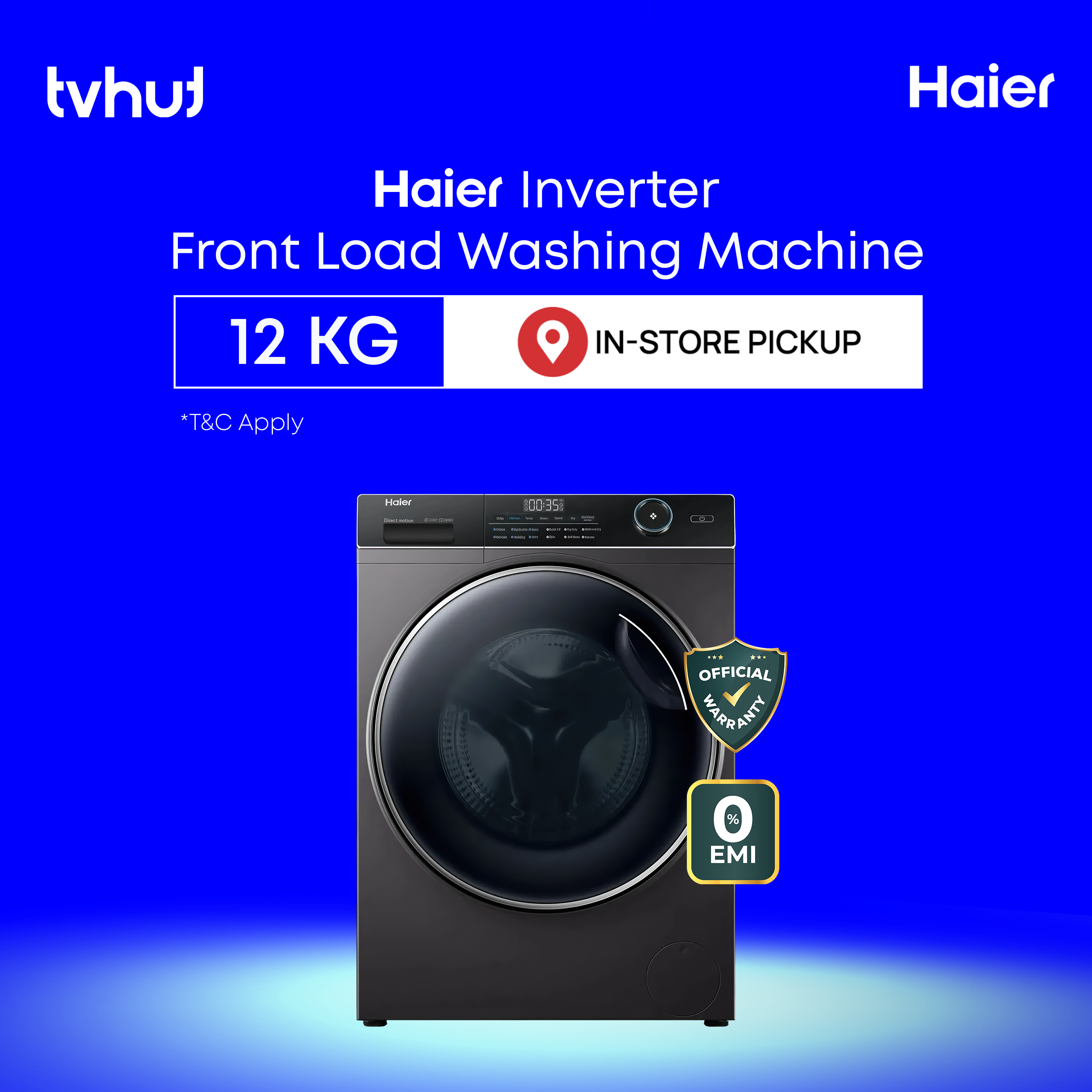 Haier 12 KG Inverter Front Load Washing Machine with Official Warranty