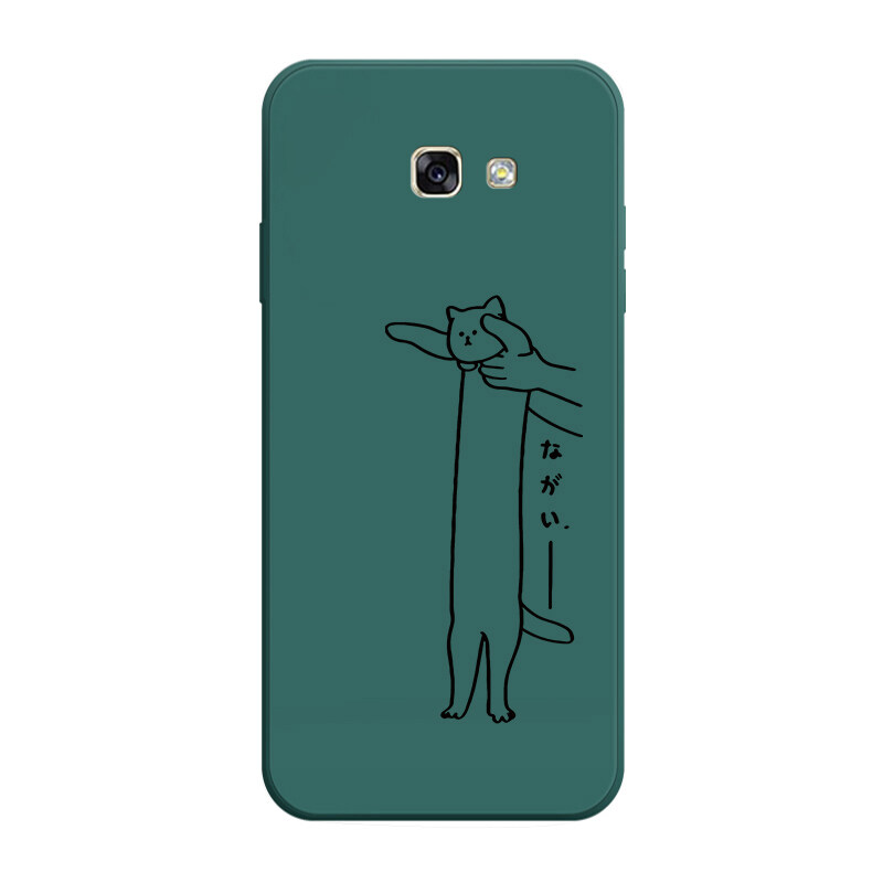 For Samsung Galaxy A5 2017 Back Cover case cartoon cat square original liquid soft silicone camera cover shockproof soft silicone full edge phone case. 