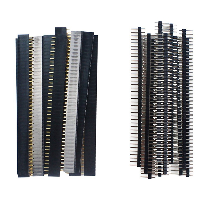 30 Pcs 40 Pin 2.54mm Male & Female Pin headers Plug connector for Arduino Prototype Shield -  Silver + black. 