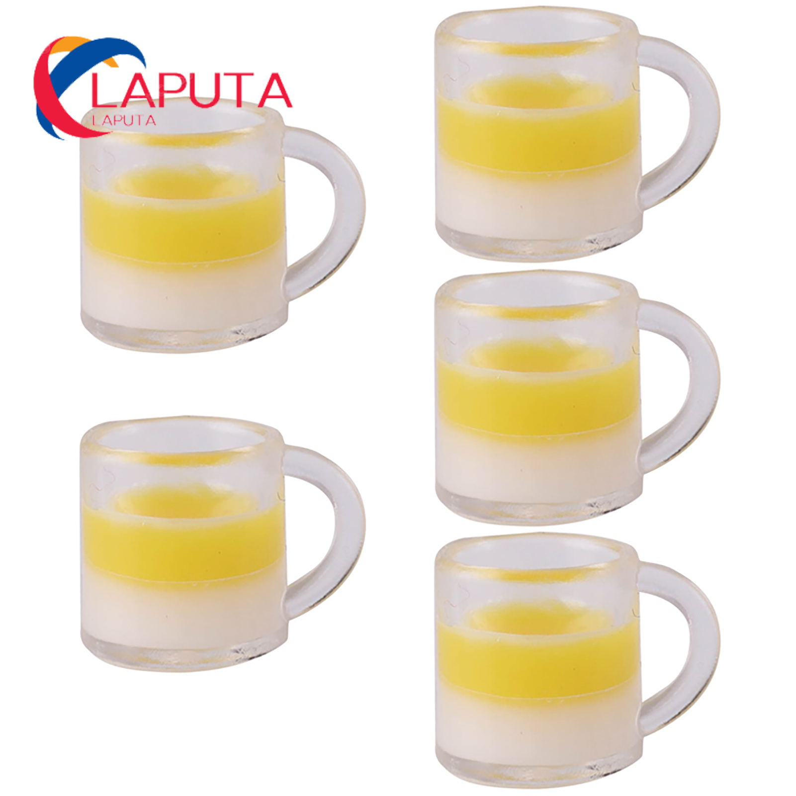 5Pcs 1:12 Dollhouse Drink Realistic Simulated Resin Miniature Mango Shake Model DIY Doll Accessories for Gift. 