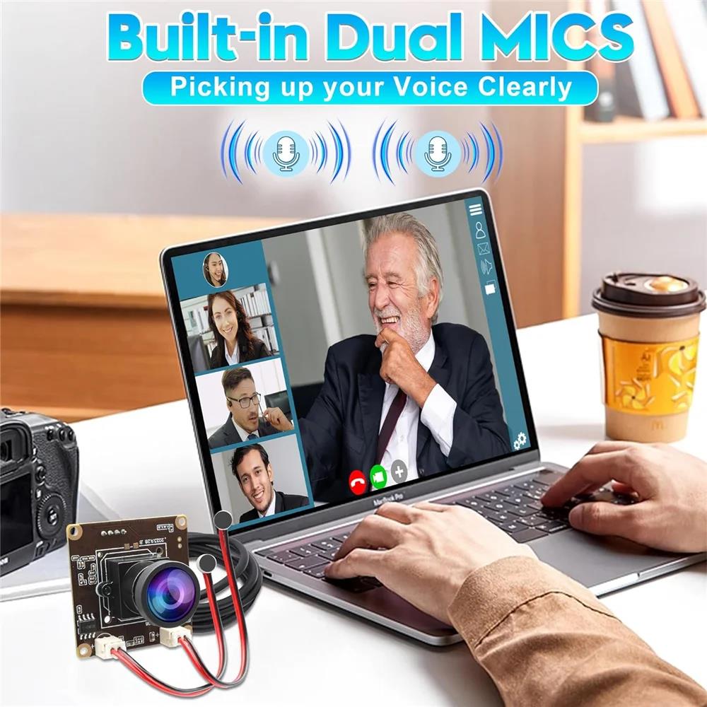 ELP 5MP USB Camera Module with Fisheye Lens Dual Microphone High Speed 30fps Webcam IMX335 Sensor 2592X1944P Ultra HD USB Webcam. 