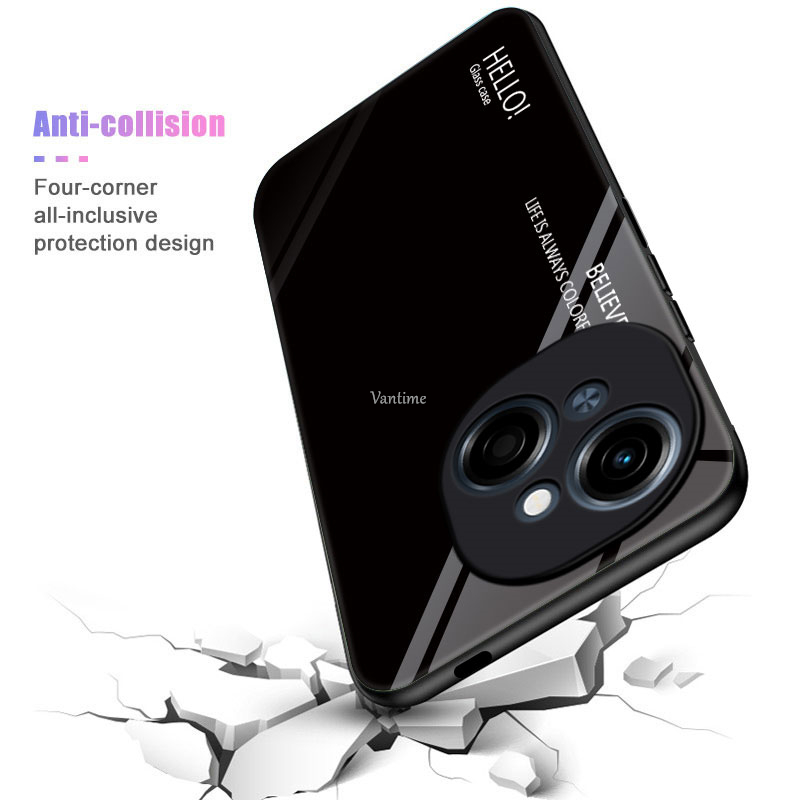 Vantime for Tecno Spark Go 1 4G Case Gradient Phone Back Hard Glass Cover. 