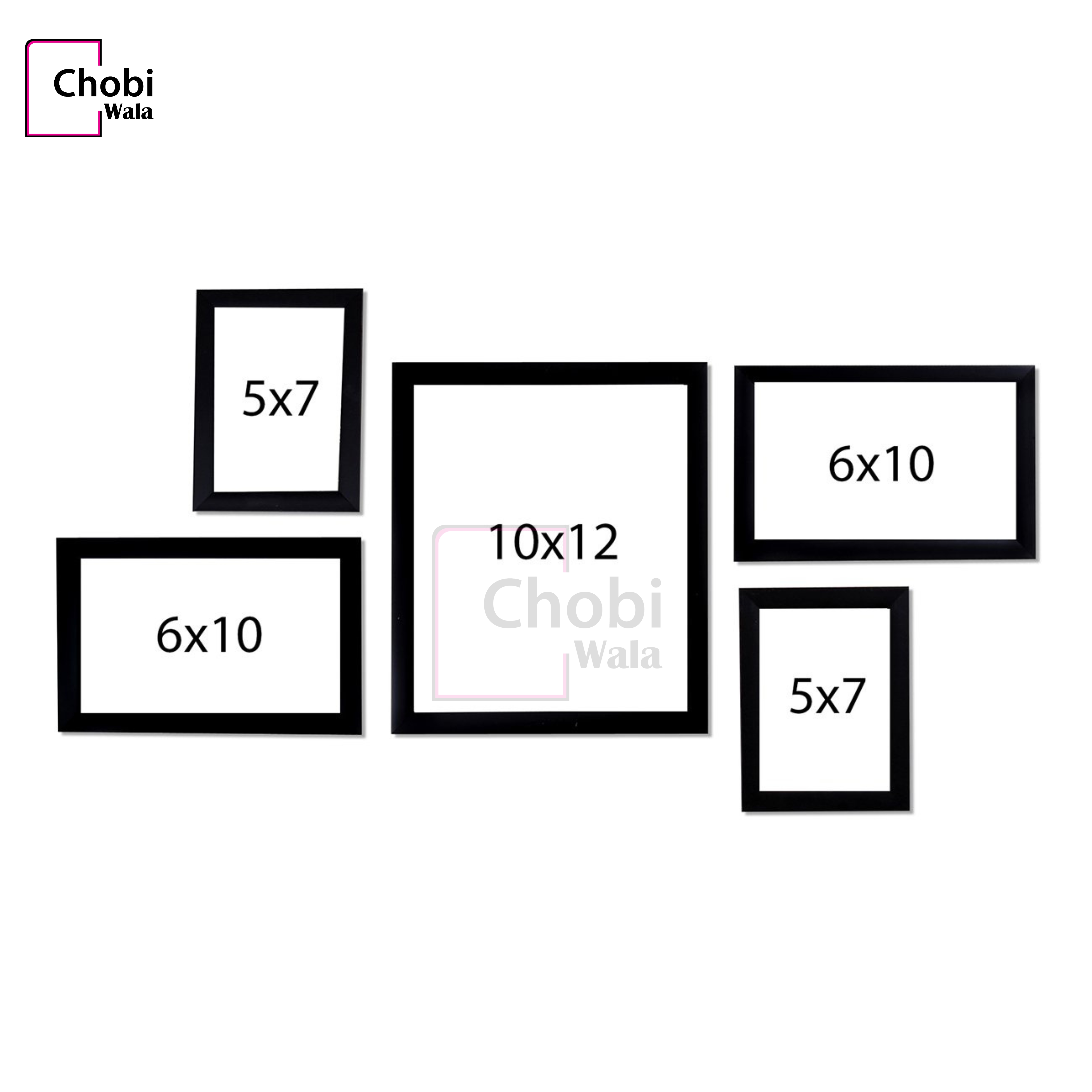 Chobi Wala Wall Collage Photo Frames Set of 5 export quality 1 inch Photo frames (Black) with high quality customized print.. 