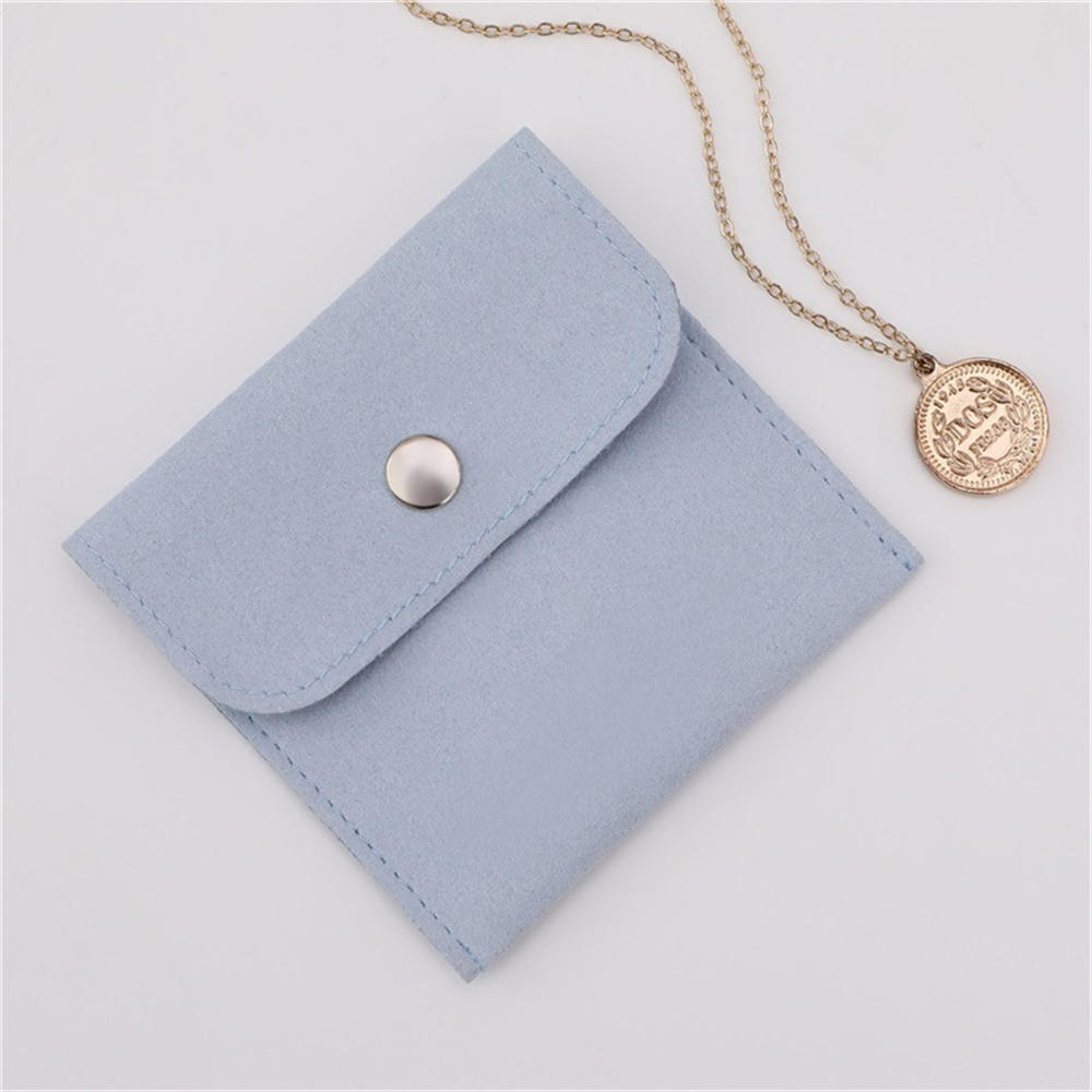 Multiple Colors Velvet Jewelry Bag Bulk Sale Small Size Plush Snap Button Pouch Necklace Storage bag for Gift Presentation. 