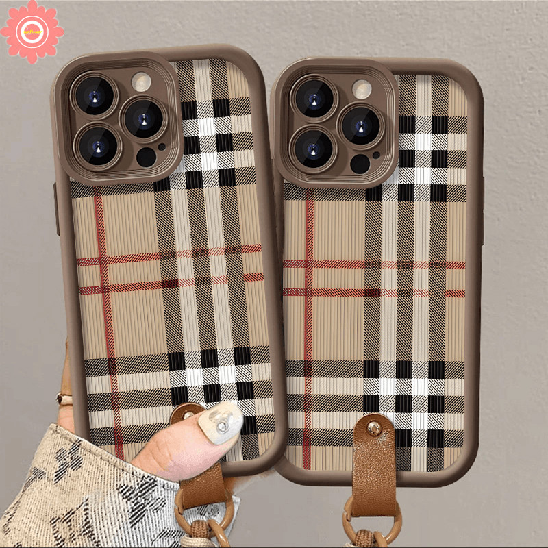 Retro Simple Luxury Grid Pattern Case for Redmi 13 10C 13C A1 12C 9C NFC 12 9 10A 9T 9A A2 Note 11 9 12 10 8 11s 10s Pro Max Poco M3 X5 Mi 12 11 Lite Lanyard Angel Eyes Soft Cover. 