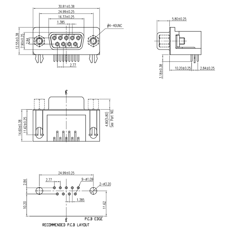 FEMALE 90 Degree DB9 PCB Right Angle 5.08mm Type D Sub Connector Female DB9 2 Row 9 Pin Female VGA DB9 Connector DB9 RS232 Connector DB9 Female Connector. 