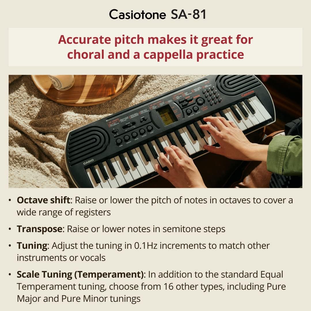 Casiotone Mini Keyboard SA-81 with Piano tones, Black. 