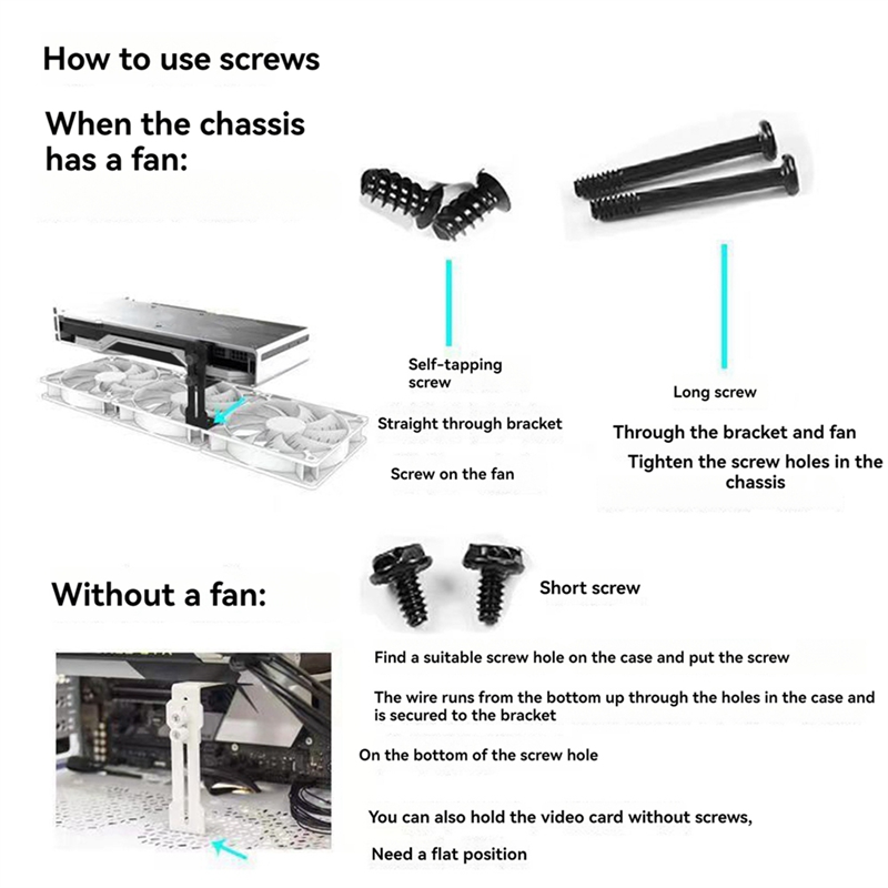 Adjustable GPU Brace Prevent Sagging Video Card Support Bracket White. 