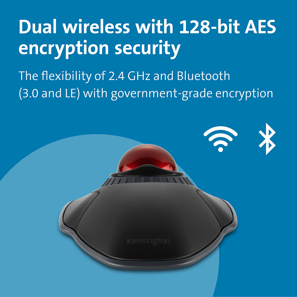 Kensington Wireless Trackball Original Orbit Mouse 2.4GHz+Bluetooth with Scroll Ring for AutoCAD K70992/K70993. 