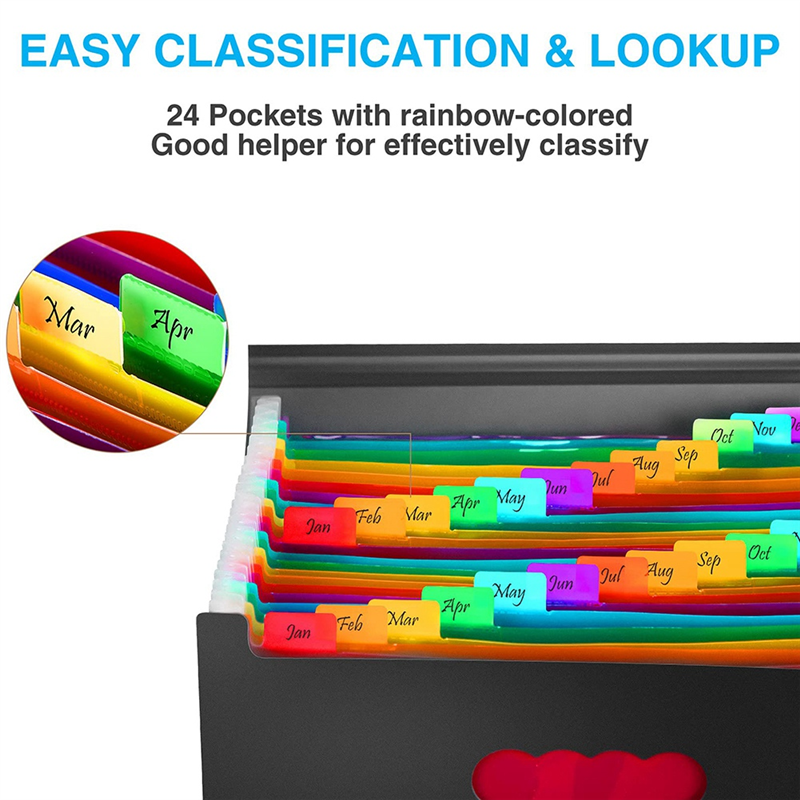 24 Pockets Expanding File Folder Accordion Folders with Blank Labels Desktop Storage Organizer. 