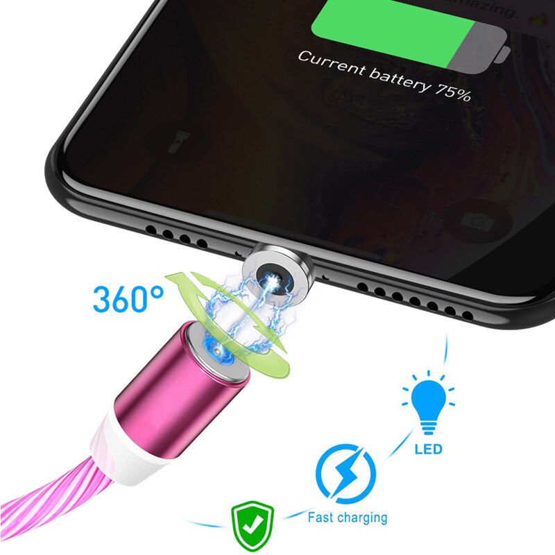 【happy one】LED Fast Charging Magnet USB Cable For mi a3 mi9t Redmi 3s 4a 4X 5 Plus Note 5 Pro 5A Android USB C Charger Cord. 