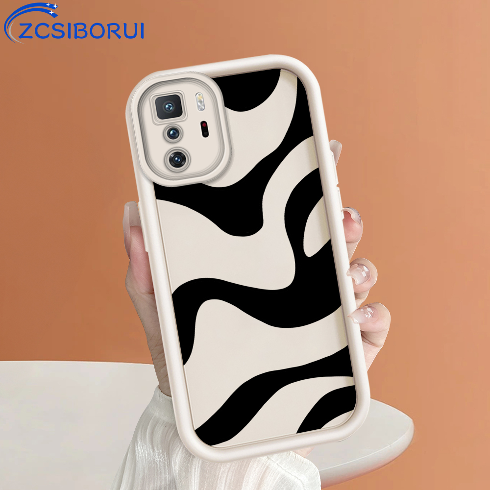 ZCSIBORUI for Redmi K40 Gaming Xiaomi Poco F3 GT Back Cover Zebra Stripe Pattern Soft Camera Protection Rubber Square Ladder Phone Case. 