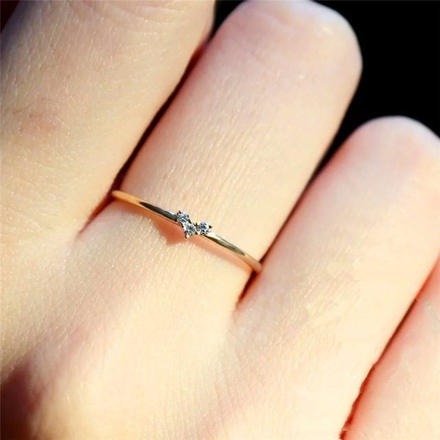 Hazy Moon Japanese simple fashion heart shaped wedding thin ring women's real gold plated zircon cross-border accessories