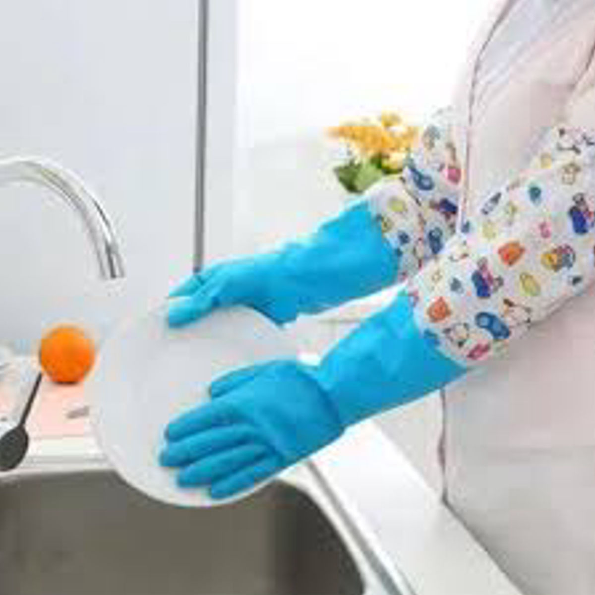 Silicone Kitchen Hand Gloves for Dish Washing – High Quality Reusable Cleaning Gloves (1 Pair)