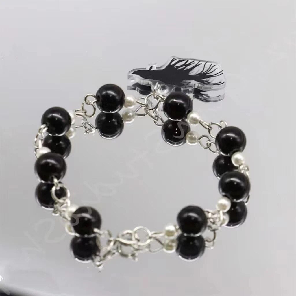 Black and White Beta Fish Matching Bracelets Jujutsu Kaisen Couple Beaded Bracelet Set Y2k Couple Aesthetics Satosugu Wristband. 