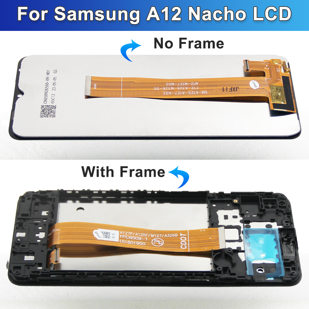 6.5'' For Samsung A12 Nacho SM-A127F A127 LCD with frame Display Touch Screen Digitizer Assembly For Samsung A127. 