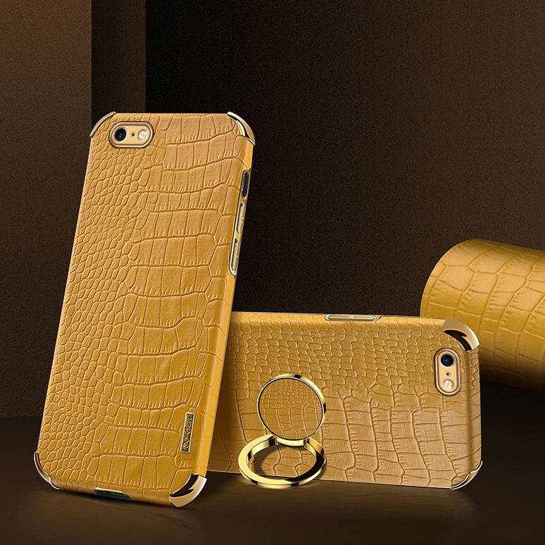 Case for Iphone 6/Iphone 6S Crocodile Pattern 360 Degree Rotating Ring Protective Cover Compatible with Magnetic Car. 
