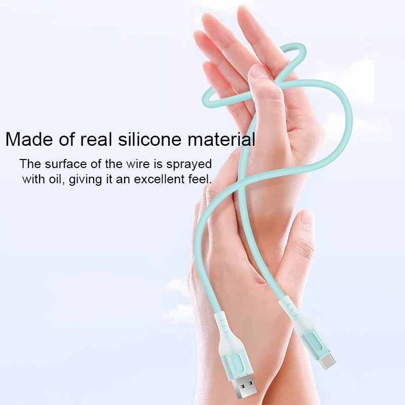 LightingQueen TYPE-C/Lightning liquid silicone mobile phone charging cable 5A super fast charging for Apple Huawei data cable. 