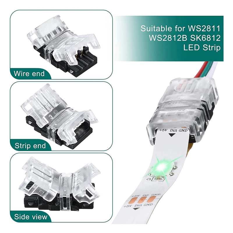ZOROOM 11 Pieces Tunable 3 Pin LED Strip Connectors 10mm LED Strip Light Connectors LED Strip Connector Terminal for WS2811. 