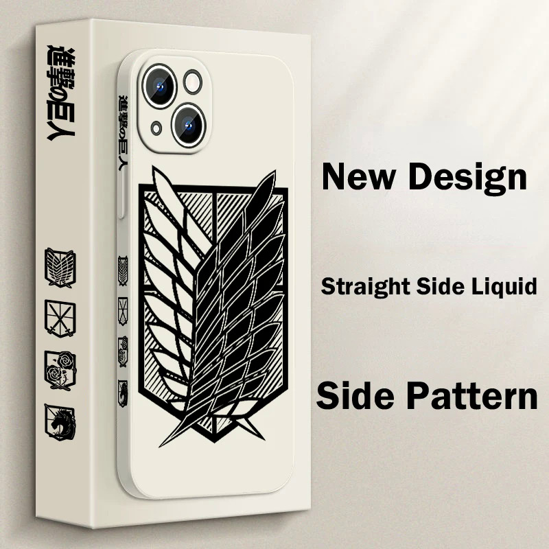【Healer DingD】Anime Attack on Titan logo Apple iPhone Phone Case For 14 13 12 11 Pro Max Plus XS XR X 8 7 SE 2 3 Liquid Left Rope Cover