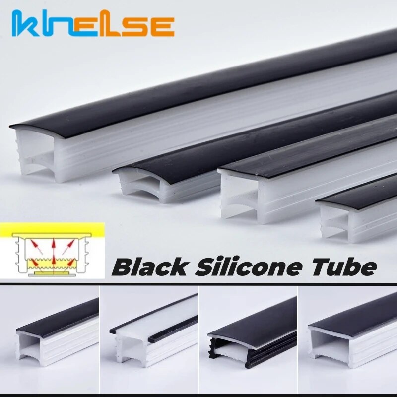Frameless LED Neon Rope Tube Black Recessed Silicone Diffuser Channel For WS2811 WS2812B RGB Flexible Ribbon Outdoor Strip Light