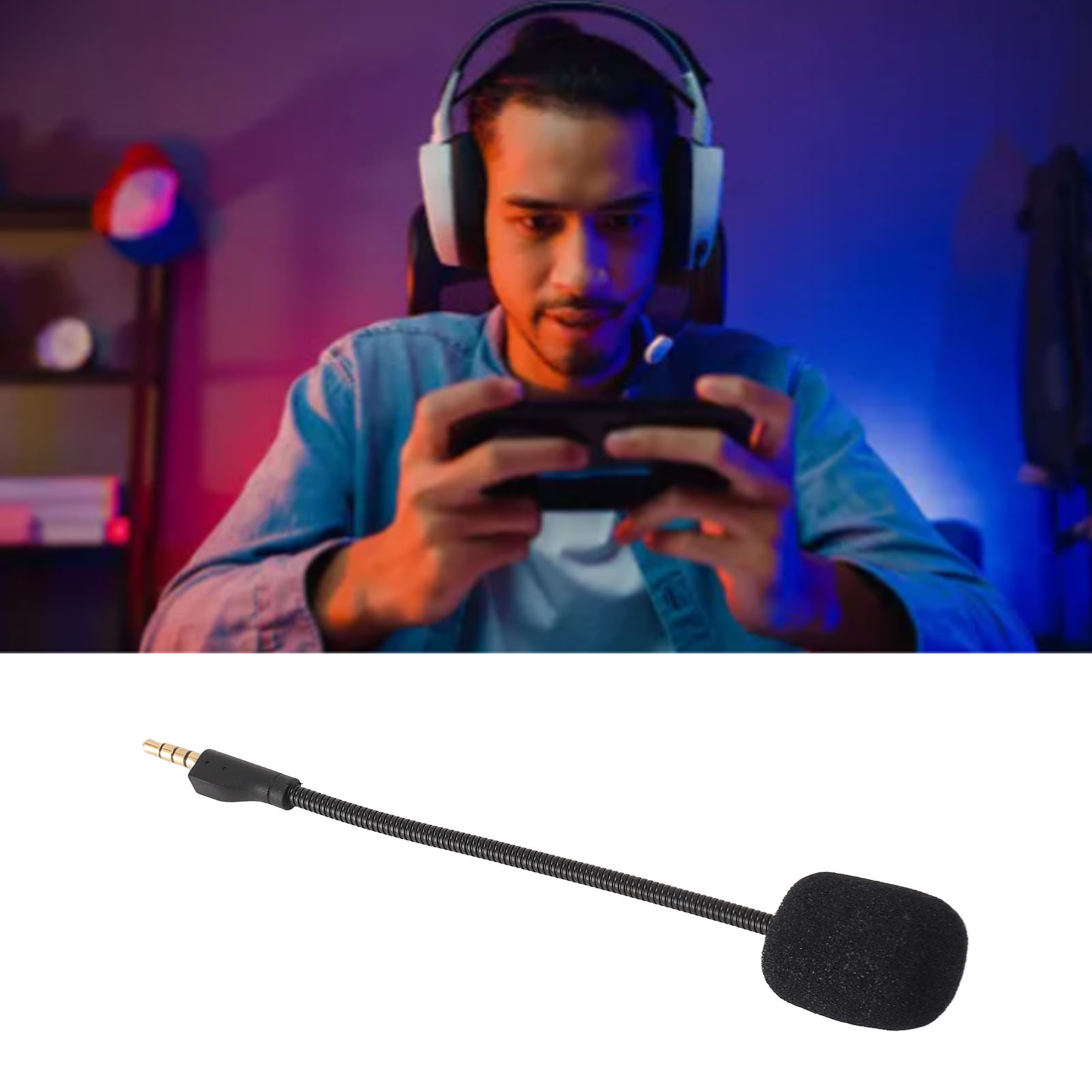Detachable Microphone Boom, Noise Reduction Replacement Game Microphone with Foam for Headphones. 