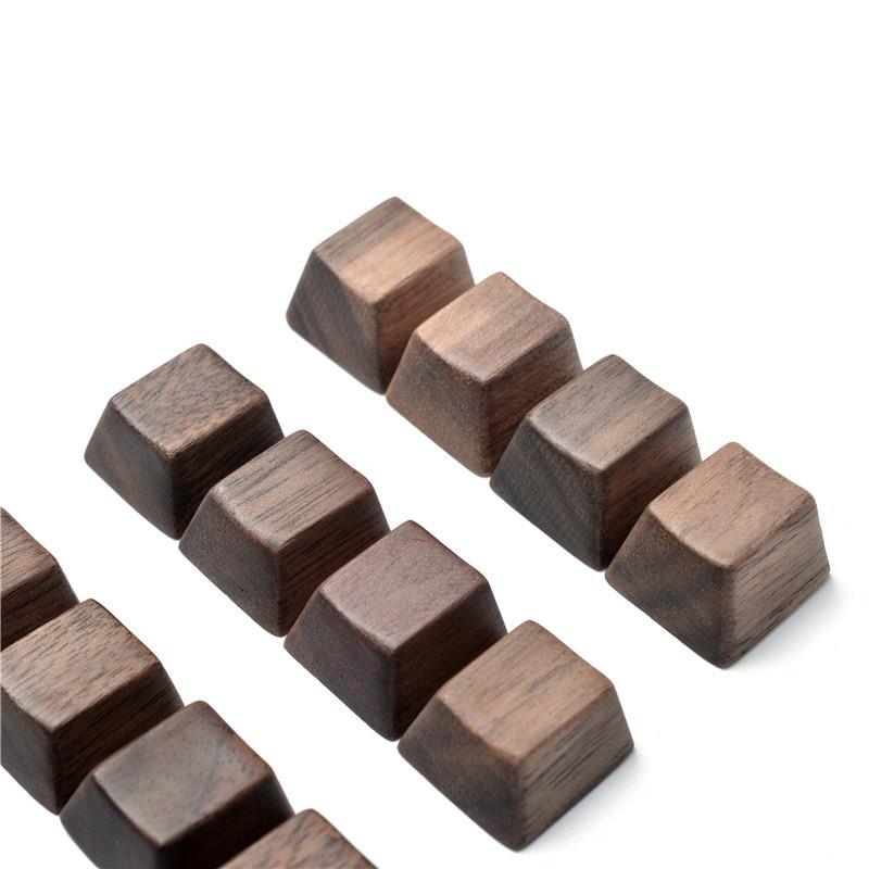 Black Walnut Personalized Keycaps Mechanical Keyboard with Handmade Solid Wood No Engraved ESC Space WSAD Enter Key. 