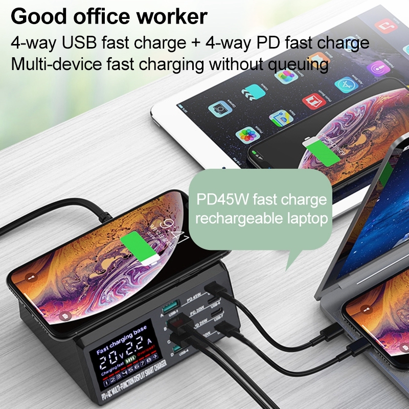 X9D 110W Multi-ports Smart Charger Station + Wireless Charger AC100-240V, US Plug. 