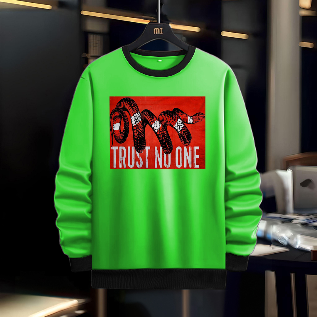 Trust No One Neon Stylish Premium Causal Winter Sweatshirt Long Sleeve For Men