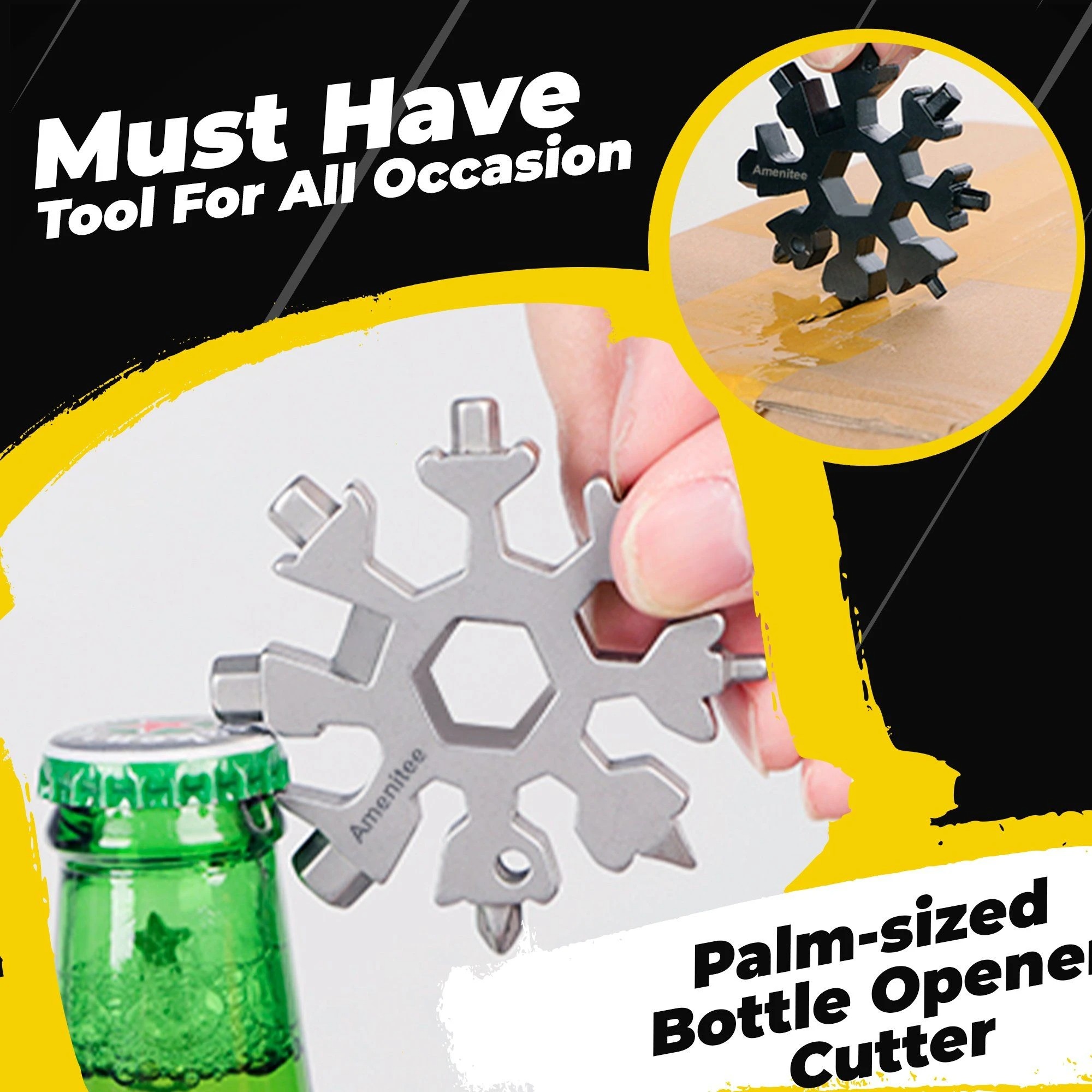 18-in-1 Snowflake Stainless Steel Multitool,Bottle Opener/Wrench/Screwdriver/Hand tools with Keychain, Tool Kit for All Occasions, Gadgets. 