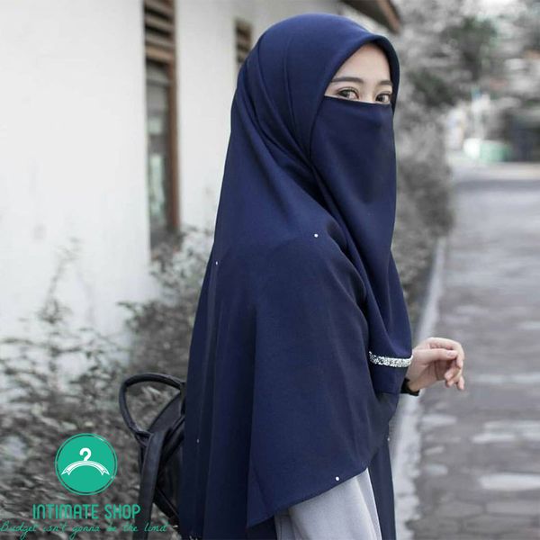 Instant Ready Stylish Navy Blue Hijab With Niqab For Woman (Custom Color Req Available) - Hijab Collection - Hijab - Hijab Collection - Niqab