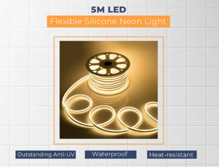 5M LED Flexible Silicone Neon Light Strip Set 5050 Low Voltage 12V 6*12 Shape Embedded Linear Flexible Light Strip - strip light echo shop