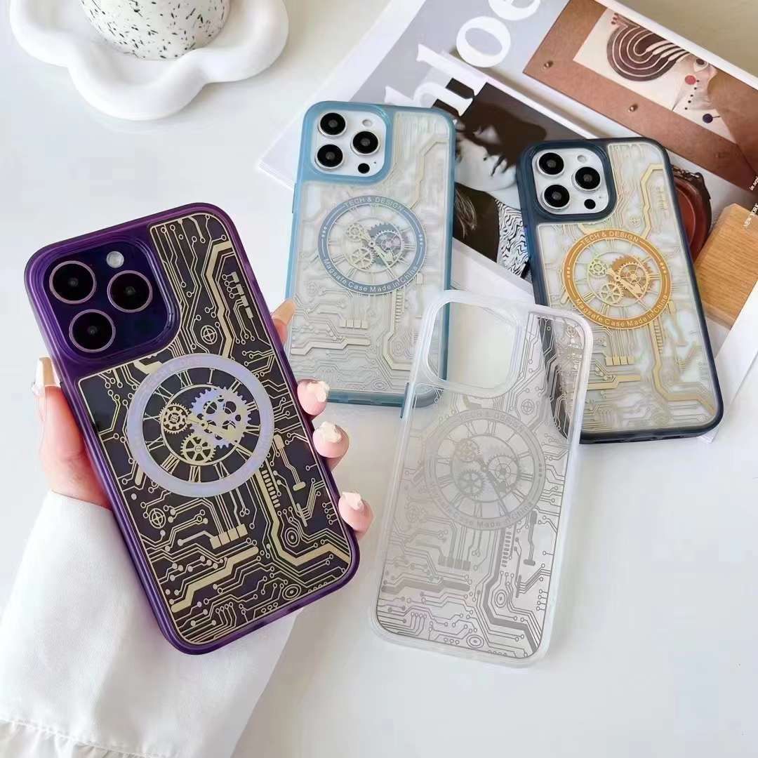 For Apple iPhone 11 Pro Max Luang Gold Magsafe Magnetic Wireless Charging Case Clear Shockproof Soft TPU Protect Back Cover. 