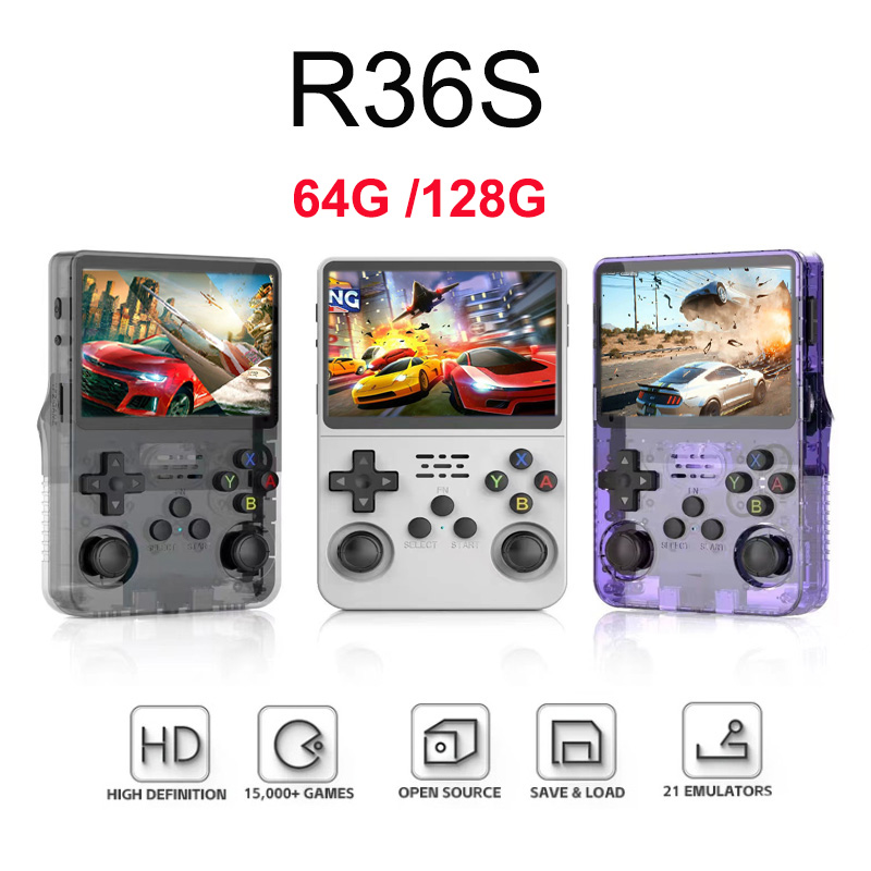 R36S Game Consola ArkOS 2.0 System Retro Portable Handheld Game Player 3.5'' Screen 64G 128G Mini Pocket Video Games R36s