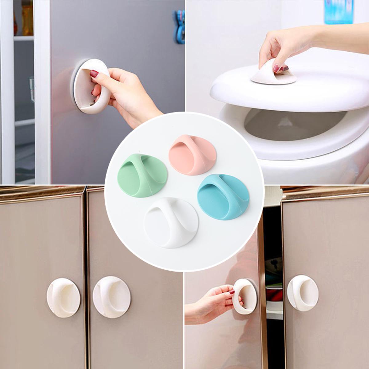 1/4 Pcs Self-adhesive Seamless Door Handle Round Sticky Handle For Cupboards Window Drawers Wardrobe Handles Balcony Glass Sliding