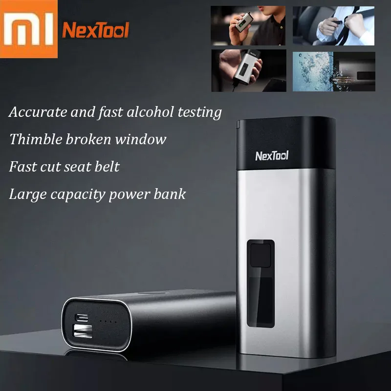 Xiaomi Nextool 4-in-1 Mini Alcohol Tester LCD Digital Portable Car Breathalyzer With Window Breaker Cutter Digital Alcohol Meter