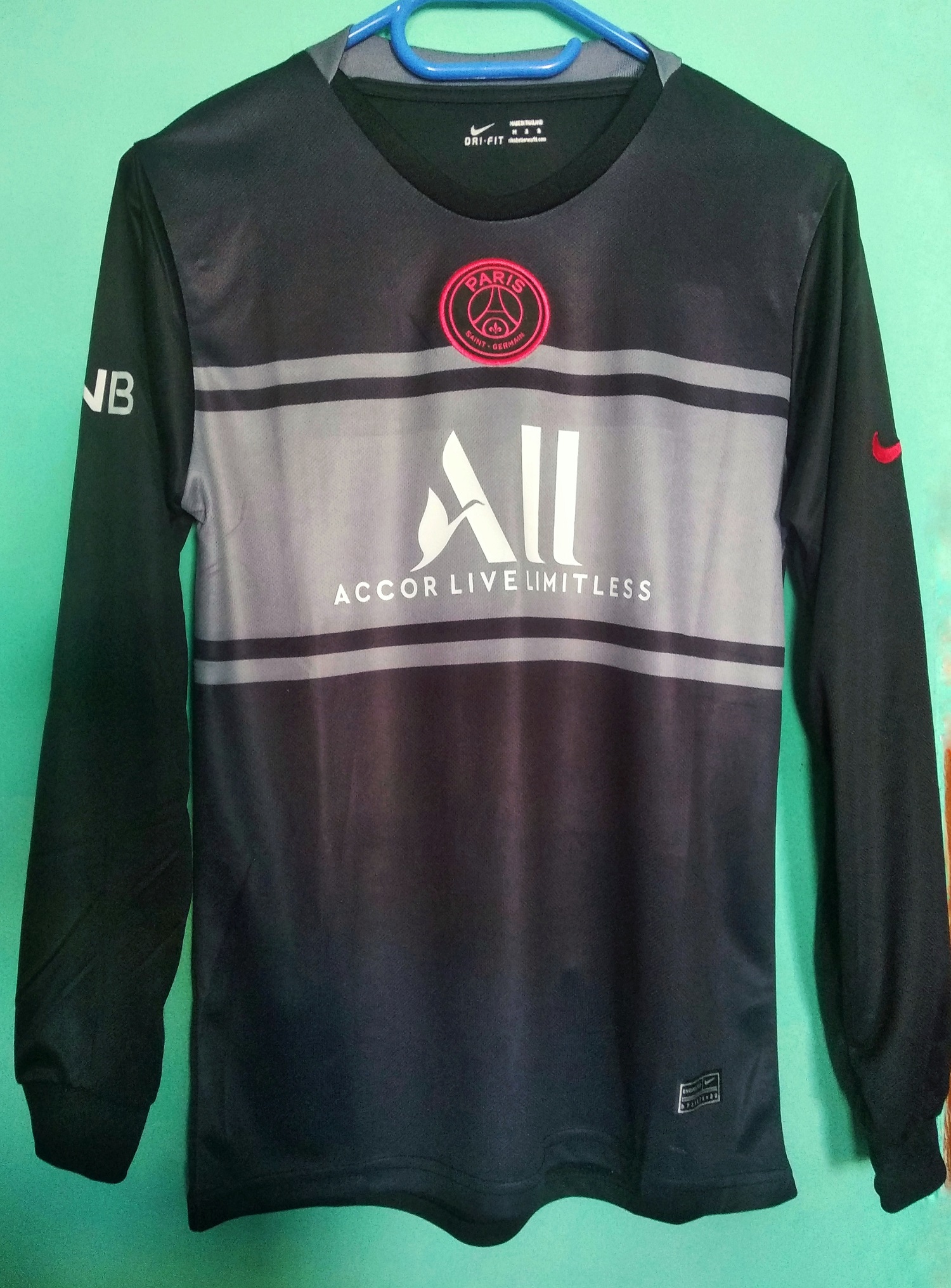 psg long sleeve jersey black