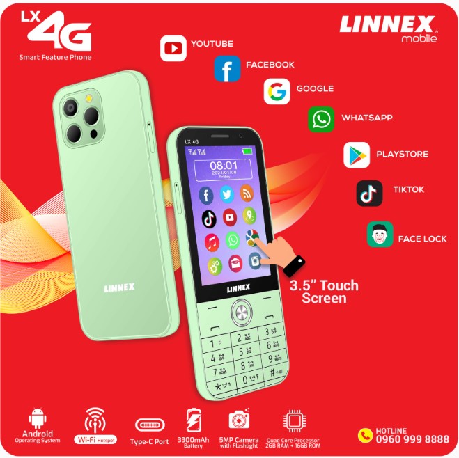 Linnex LX 4G Smart Feature Phone android,playstore,WiFi,WhatsApp,youtube supported. 