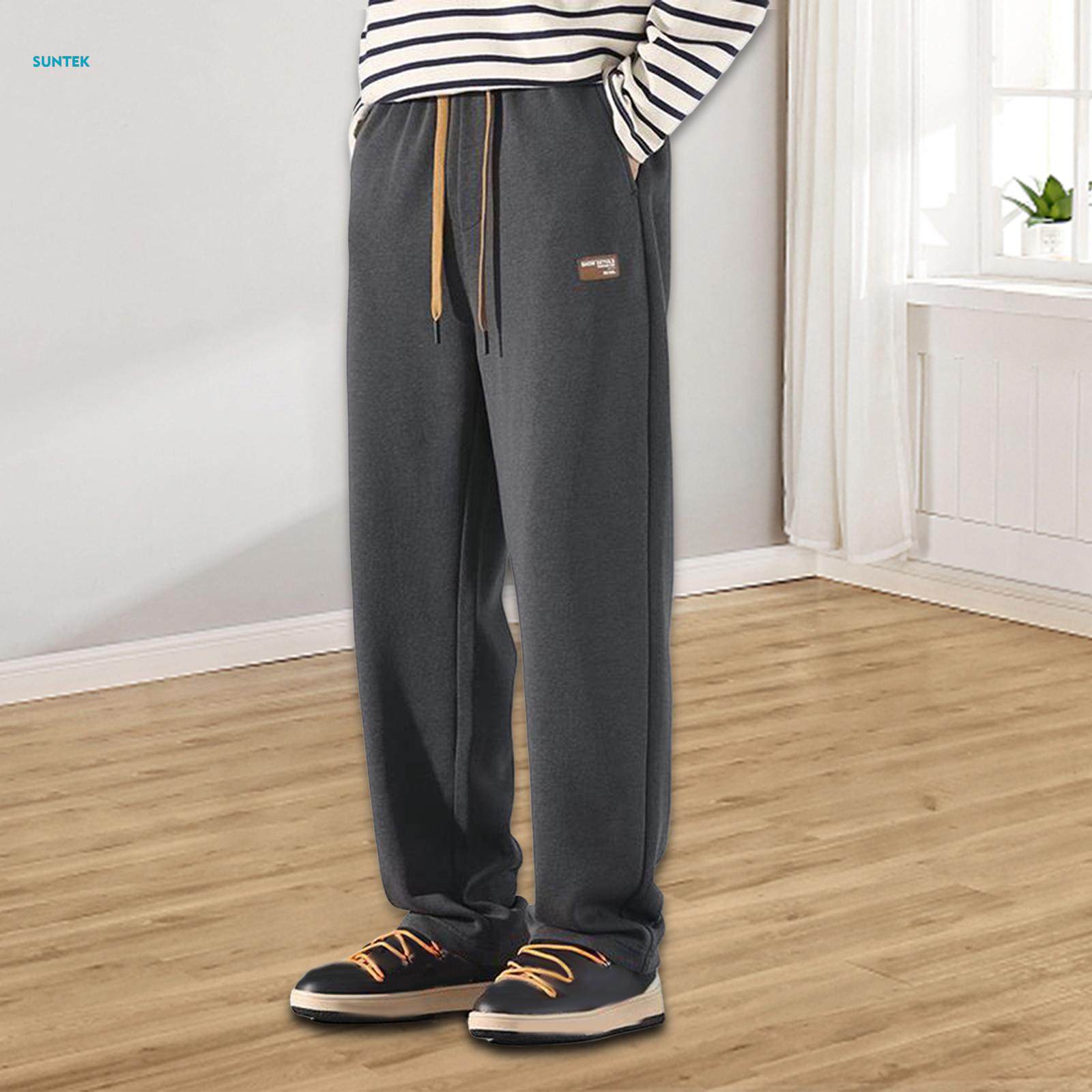 Men's Athletic Sweatpants Loose Fit Pants Joggers for Men with Pockets, Open Bottom Drawstring , Gray, S. 