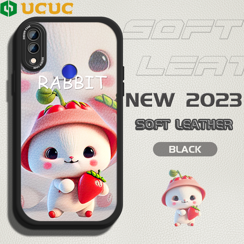 UCUC for Redmi Note 7 Note 7 Pro Back Cover Red Hat Strawberry Bunny Leather Phone Case Ultra Thin Soft Drop Protection Case. 