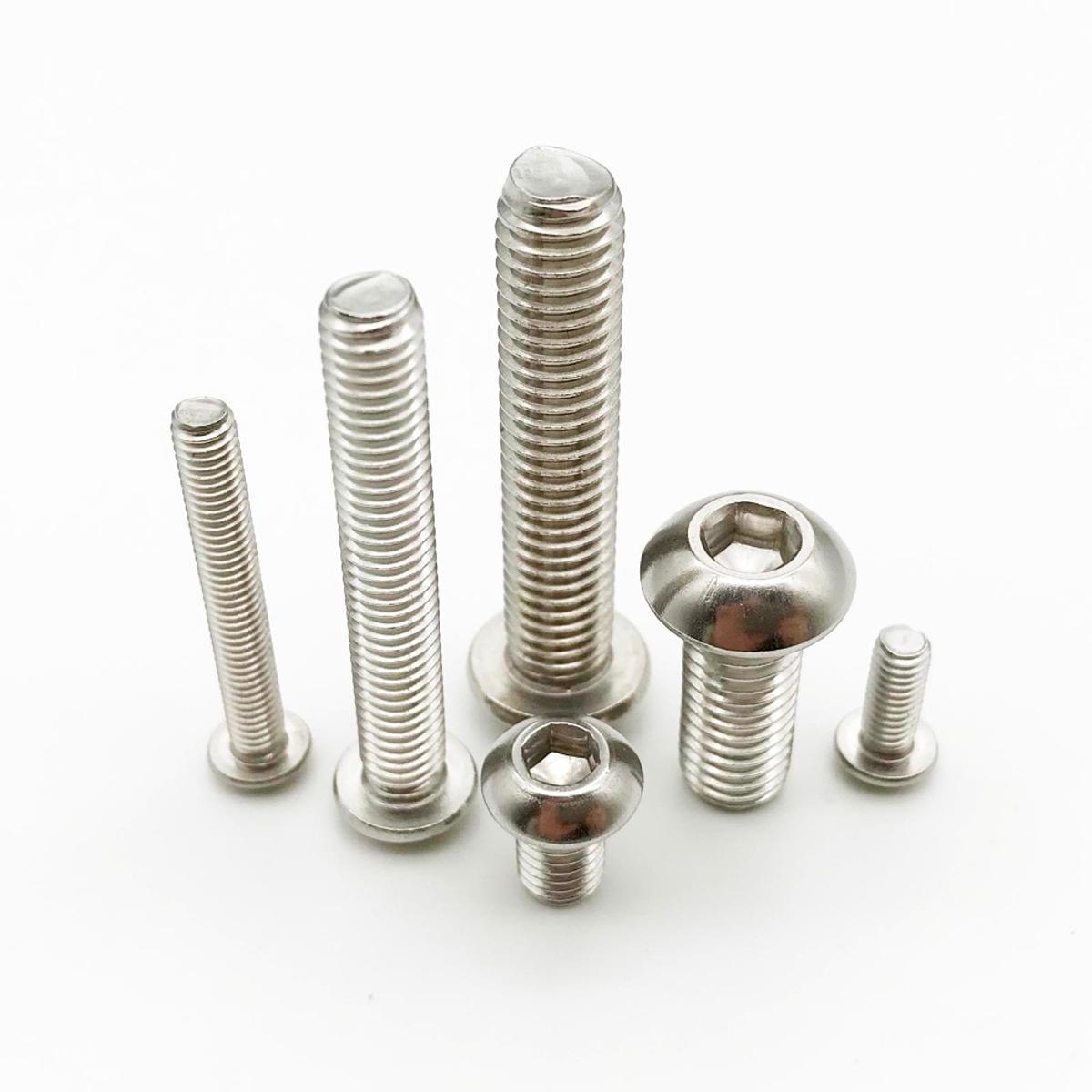 10/50pcs M1.6 M2 M2.5 M3 M4 M5 M6 M8 304 A2-70 Stainless Steel ISO7380 Hexagon Hex Socket Head on Allen Bolt Screw L=2-100mm-100mm