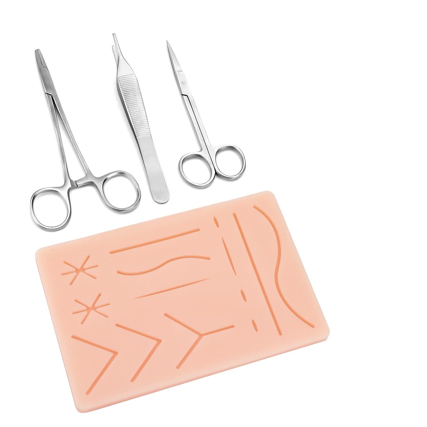 Suture Practice Kit for Medical and Vet Students, Startup Suture Kit Including Silicone Pad with Durable Mesh, Suturing Tools, for Suture Curriculum Practice (Education Use Only)