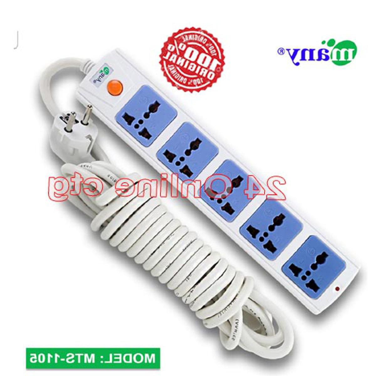 2 Pin 5port, 10A/13A  2500w Max, Socket Multi Plug Model -1105, 6 feet Cable. 