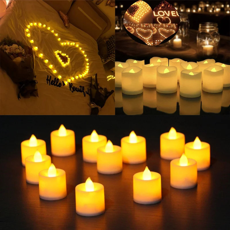 LED Flameless Candles Set of 6 Golden Scented Decorative Lights for Home and Gift Use. 