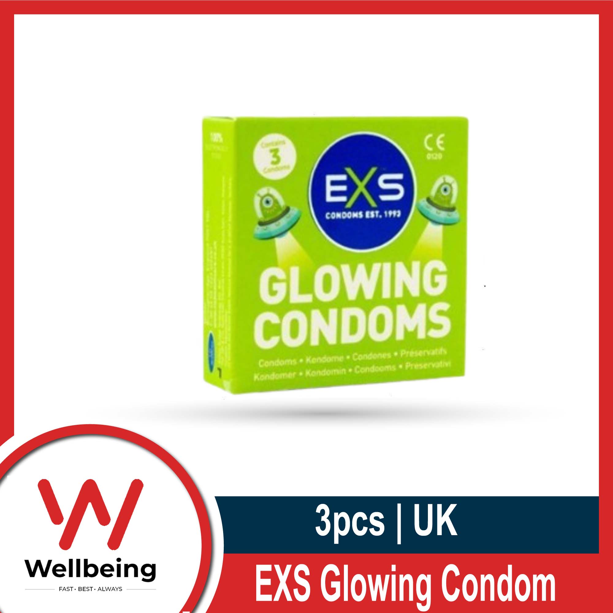 EXS  Nano Thin Condom for Men | Single 3pcs Pack | UK | EXS Ribbed, Cola, Snug, Glow, Delay 3pcs Condom - Choose Before Order. 
