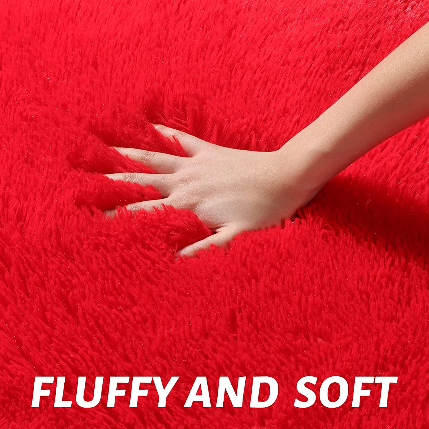 Red Ultra Soft Fluffy Rugs Furry Throw Area Rugs Plush Shag Rug Non-Slip Shaggy Modern Decorative Carpet Living Room Carpet Mat. 